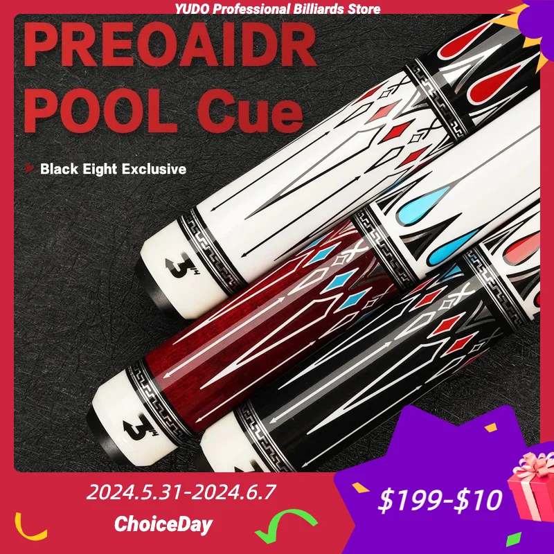 

PREOAIDR 3142 Angel Billard Pool Cue Maple Carbon Shaft Black Technology 12.5/11.8/10.8mm Rainbow Tip Uni-lock Joint Free Gifts