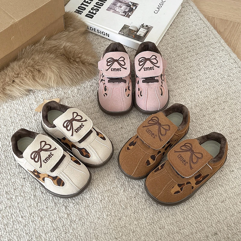 Girls Leopard Sneakers Autumn Breathable School Shoes