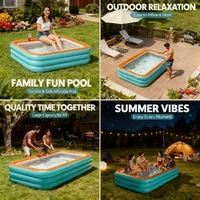 Inflatable Pool for Outdoor Water Parties Adult & Children's Swimming Pool, Rectangular Foldable Pool for Backyard Entertainment 2