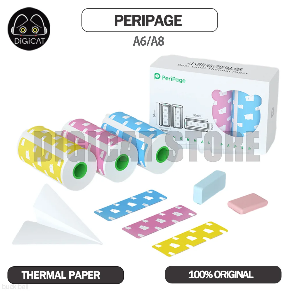 

PeriPage Mini Printer A6 A8 Thermal Paper Colorful Adhesive Label Sticker Self-adhesive Paper Picture Photo Portable Prints Gift