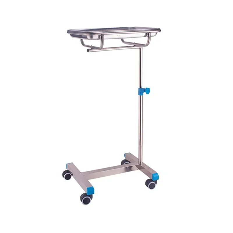 

Stainless Steel medical trolley Hospital Tray Cart Height Adjustable Surgical Instrument drug medicine Cart