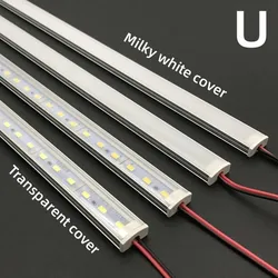 LED Rigid Strip Light - 50CM, 20 Inch, 12V, SMD5730, 36 LEDs, U/V - Shaped Aluminum Channel (U Milky cover 6500K)
