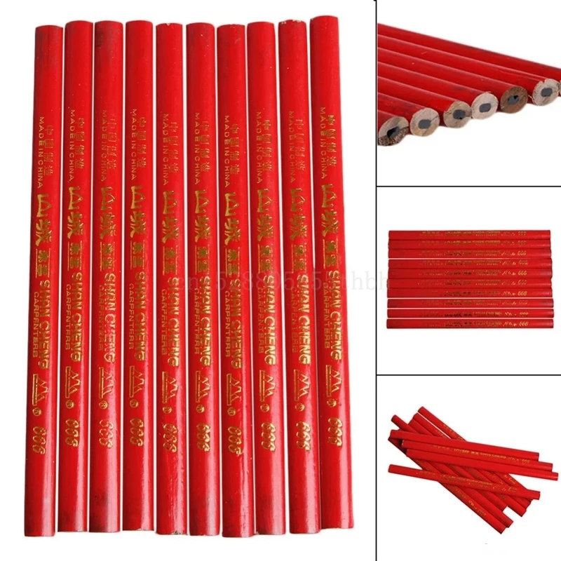 Carpenter Pencil 10pcs Thick Core Marking Tool DIY with Scale