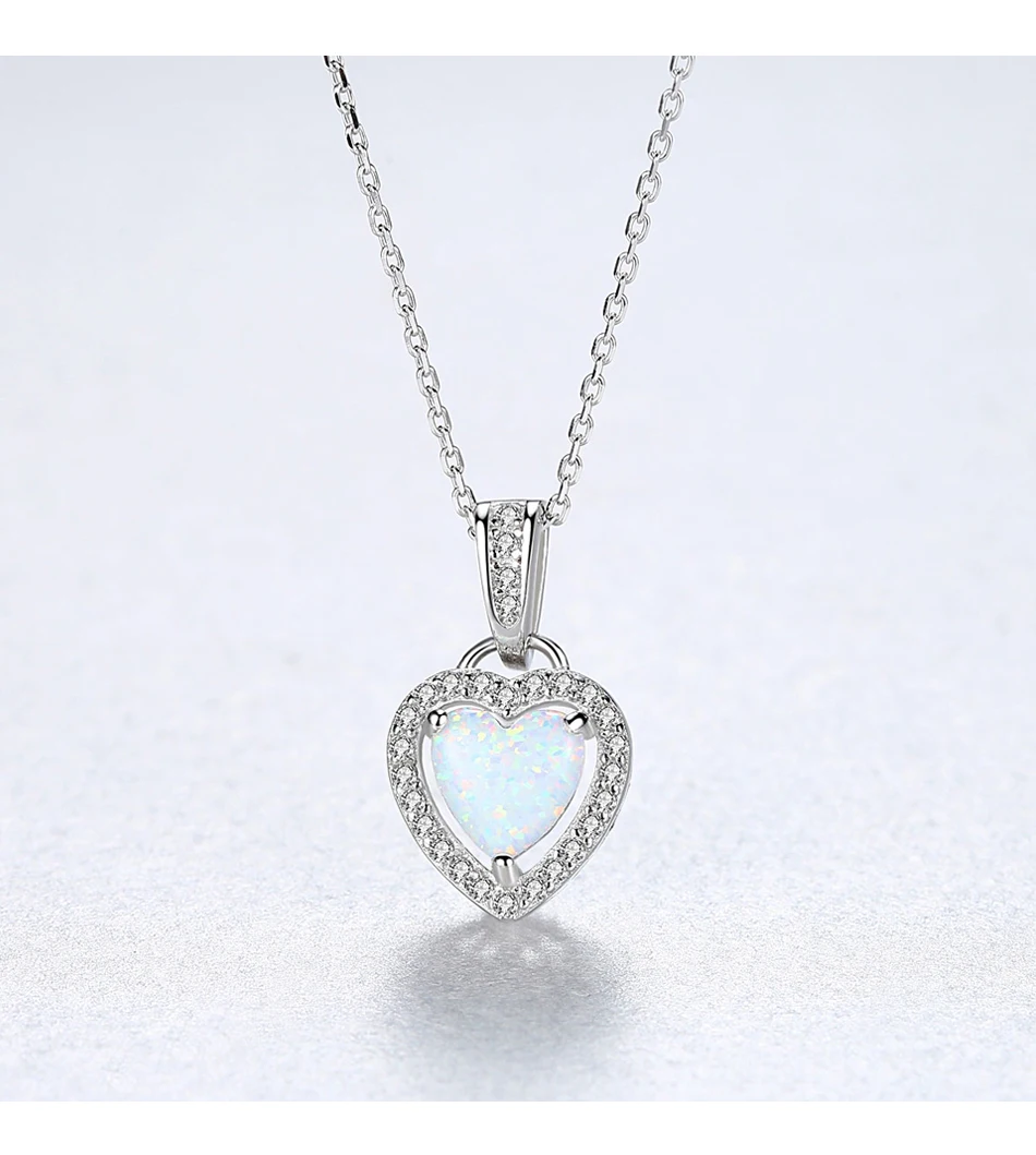 Collana con ciondolo in opale di fuoco a cuore in argento sterling per donna Collana d'amore scintillante Fine San Valentino s_voghion.com
