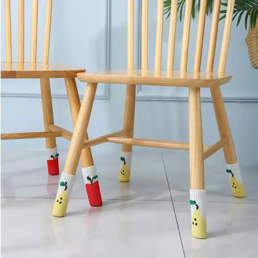 4Pcs/Set Table Leg Cover Thickened Noise Reduction Acrylic Fiber Knitted Door Handle Chair Foot Sock for Household |