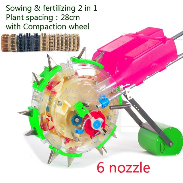 2In1 Kézi Push Típusú Vetőmag Vetés És Műtrágyázás Kukorica Szójabab Pamut Földimogyoró Zöldségek Vetőgép Szerszám 4/6 Fúvóka - Image 3