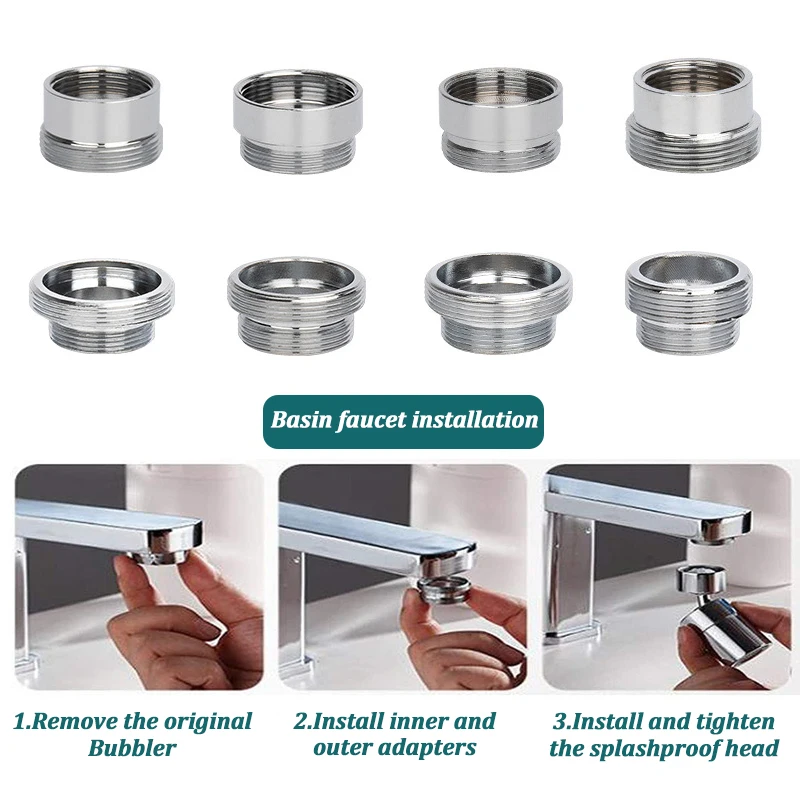 Cozinha Torneira Adaptador Set 18/20/22/24mm Para 22mm Com Arruela De Metal Masculino Feminino Saving Tap Aerator Conector Acessórios Do Banheiro