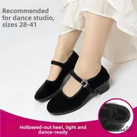 Bla High Heel National Dance oes for Women And Girls Traditional Beijing Cloth oes Simple Sle Rabbit Fur Lined Slip-On