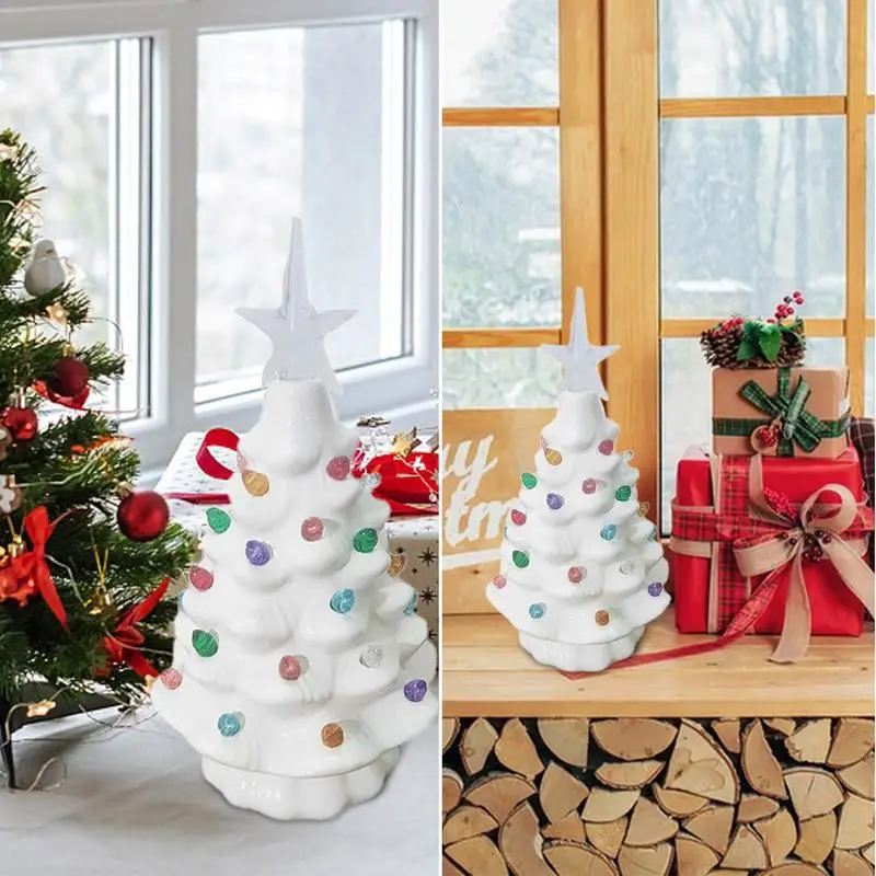 Ceramic Christmas Tree Lights Hand Painted Battery-Powered Tabletop  Christmas Tree 18.8cm/7.4inch Lighted Holiday Centerpiece - AliExpress