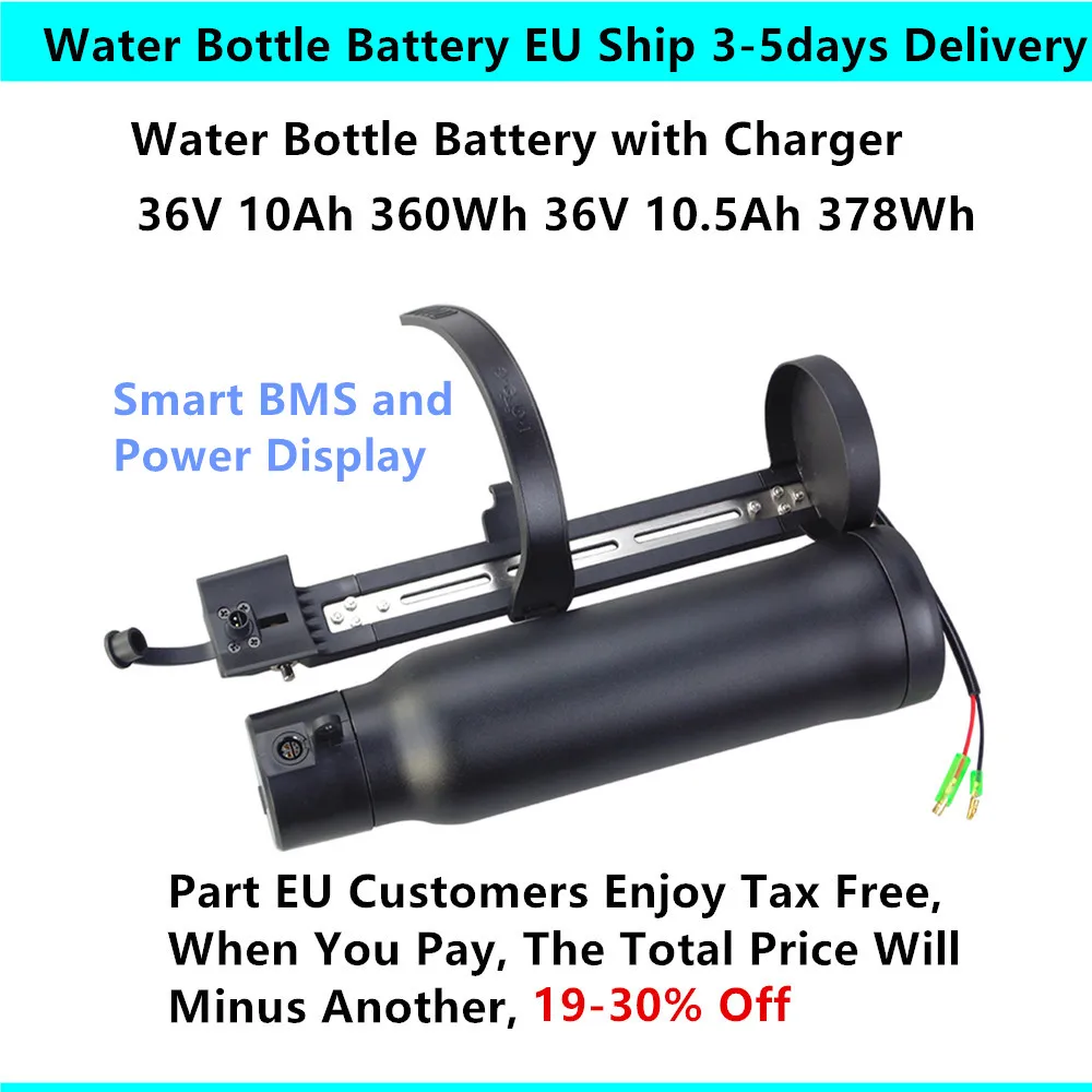36Volt New Small Water Bottle Ebike Battery 36V 10Ah 10.5Ah City Bike