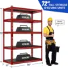 72" Garage Shelving 2000 LBS Storage Shelves Heavy Duty Metal Shelving Units Rack Shelf for Garage Pantry,Kitchen, Basement,Red 3