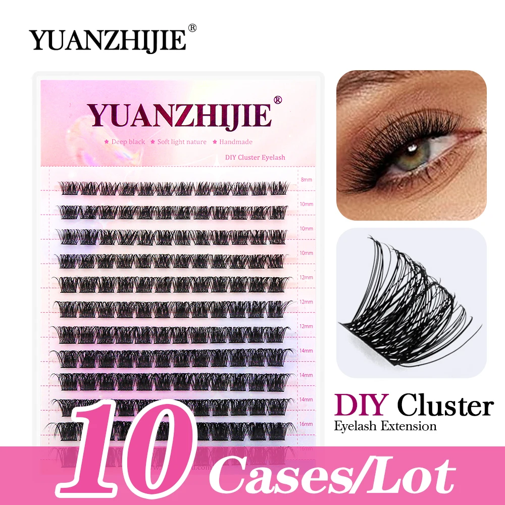 

YUANZHIJIE 10Cases/Lot Fluffy Individual Lashes DIY Segmented Eyelashes Quick DIY Cluster Eyelash Extension 144PCS Soft Makeup