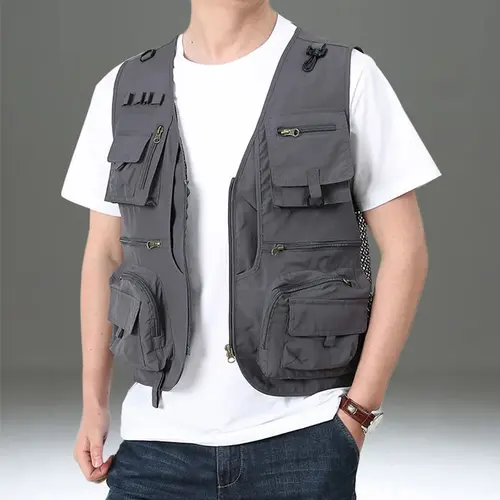 Summer Men Tactical Hiking Fishing Vest Multi-pocket Photographer Waistcoat Outdoor Leisure Male Thin Cargo Jacket Vests S-6XL - Image 4