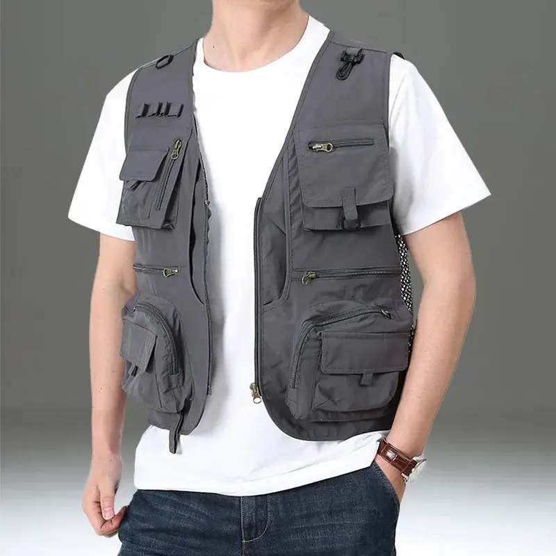 Summer Men Tactical Hiking Fishing Vest Multi-pocket Photographer Waistcoat Outdoor Leisure Male Thin Cargo Jacket Vests S-6XL - Image 4