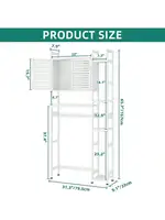Over The Toilet Storage Bamboo Over-The-Toilet Cabinet with Shelf and Waterproof Feet Pad Space Saver Storage Rack for B 2