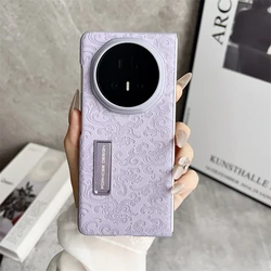 Luxury Leather Pattern Shockproof Phone Case with Bracket for HONOR Magic V5 (PURPLE)