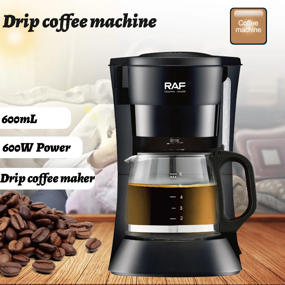 Electric Dirp Coffee Machine 600W Automatic American Drip Type 600ML American Milk Tea Pot