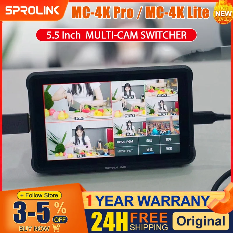 for Sprolink MC-4K Pro Lite 4K HD VIRTUAL MULTI-CAM SWITCHER 5.5 Inch 1080P Touch Screen Support Multi Virtual Cameras Movement