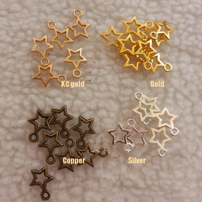 100/10pcs 3D 합금 럭셔리 실버 스타 네일 매력 중공 피어싱 매달려 보석 네일 아트 장식 DIY 펜던트 매니큐어