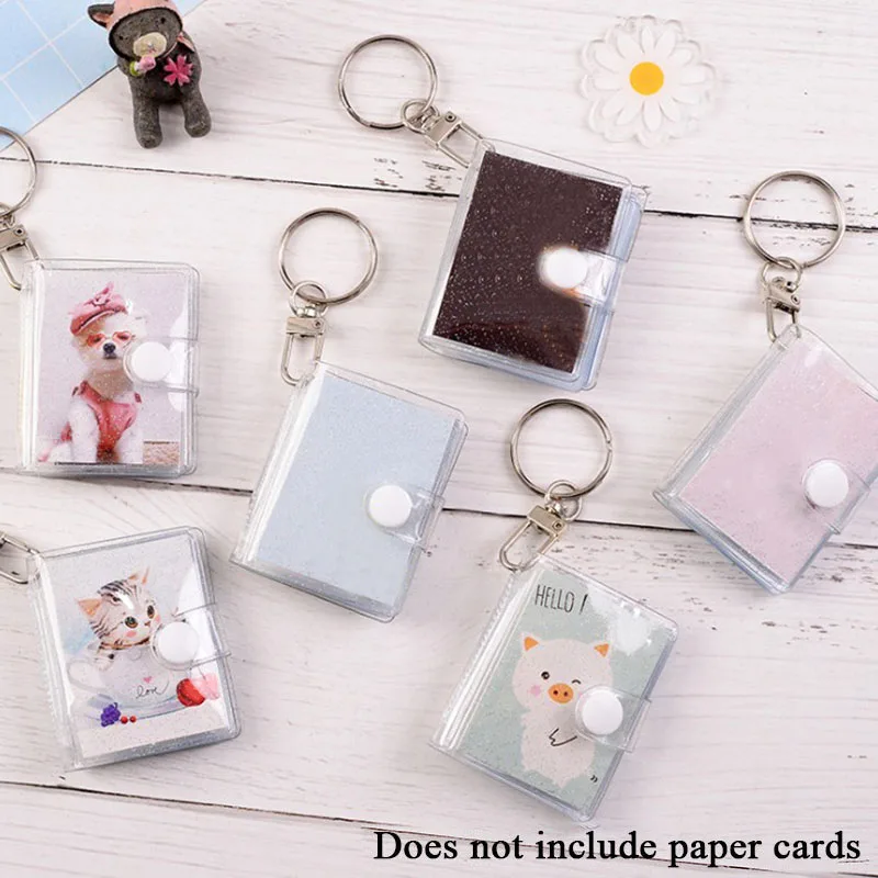 

2 Inch Transparent Mini Glitter Photo Album Sequins PVC Jelly Color 16 Pockets Photos Holder Kpop Idol Pictures Storage Books