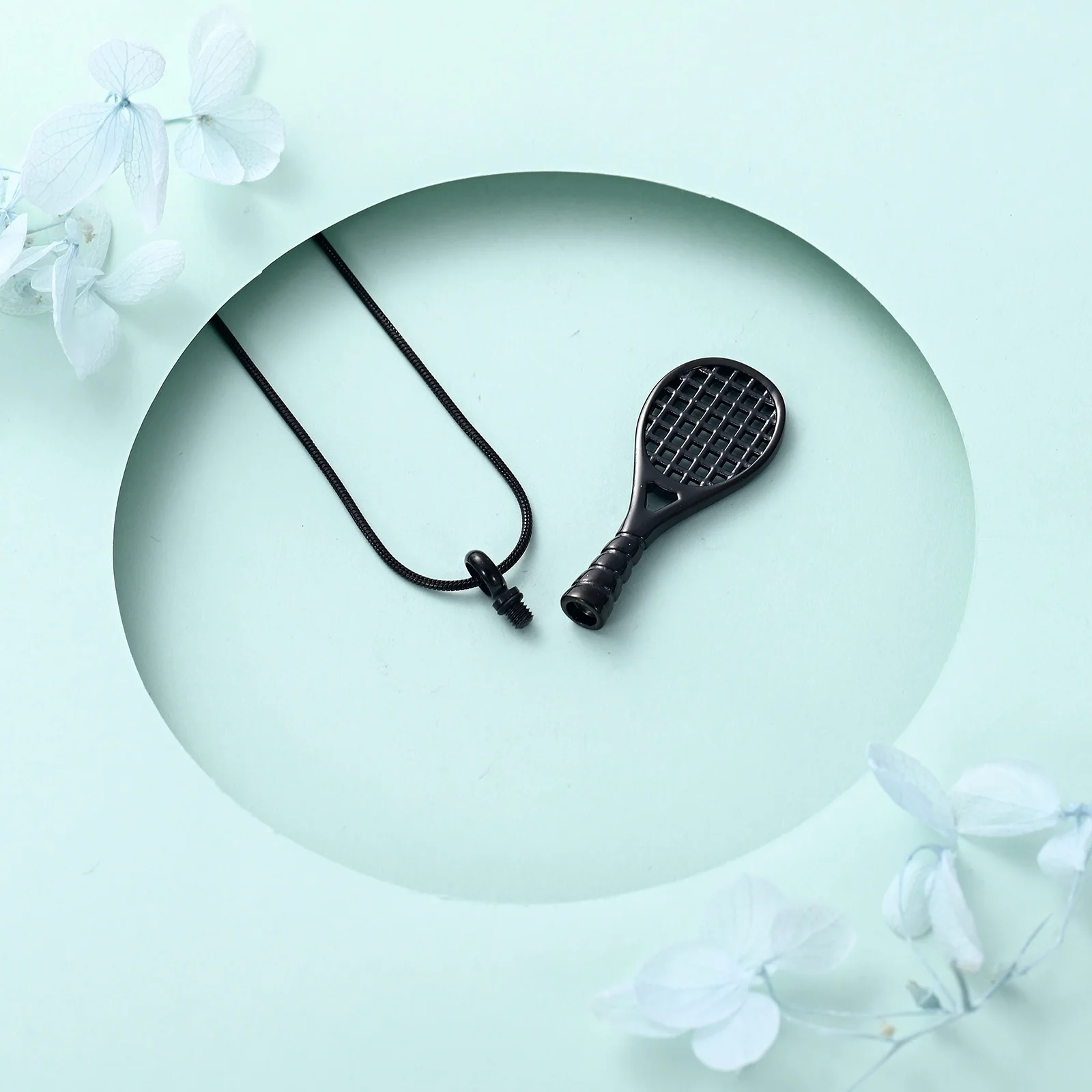 Tennis Racket Urn Necklace Ashes Stainless Steel Keepsake Small Urn Jewelry For Human/Pet Cremation Funeral Memorial Necklace