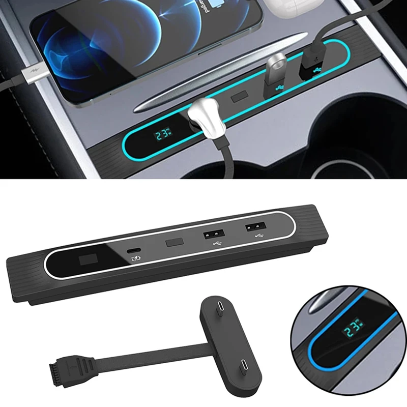 

Док-станция для Tesla Model 3, модель Y 2020-2023, быстрое зарядное устройство, Интеллектуальный USB-шунтирующий концентратор, запасные части для зарядки и передачи данных