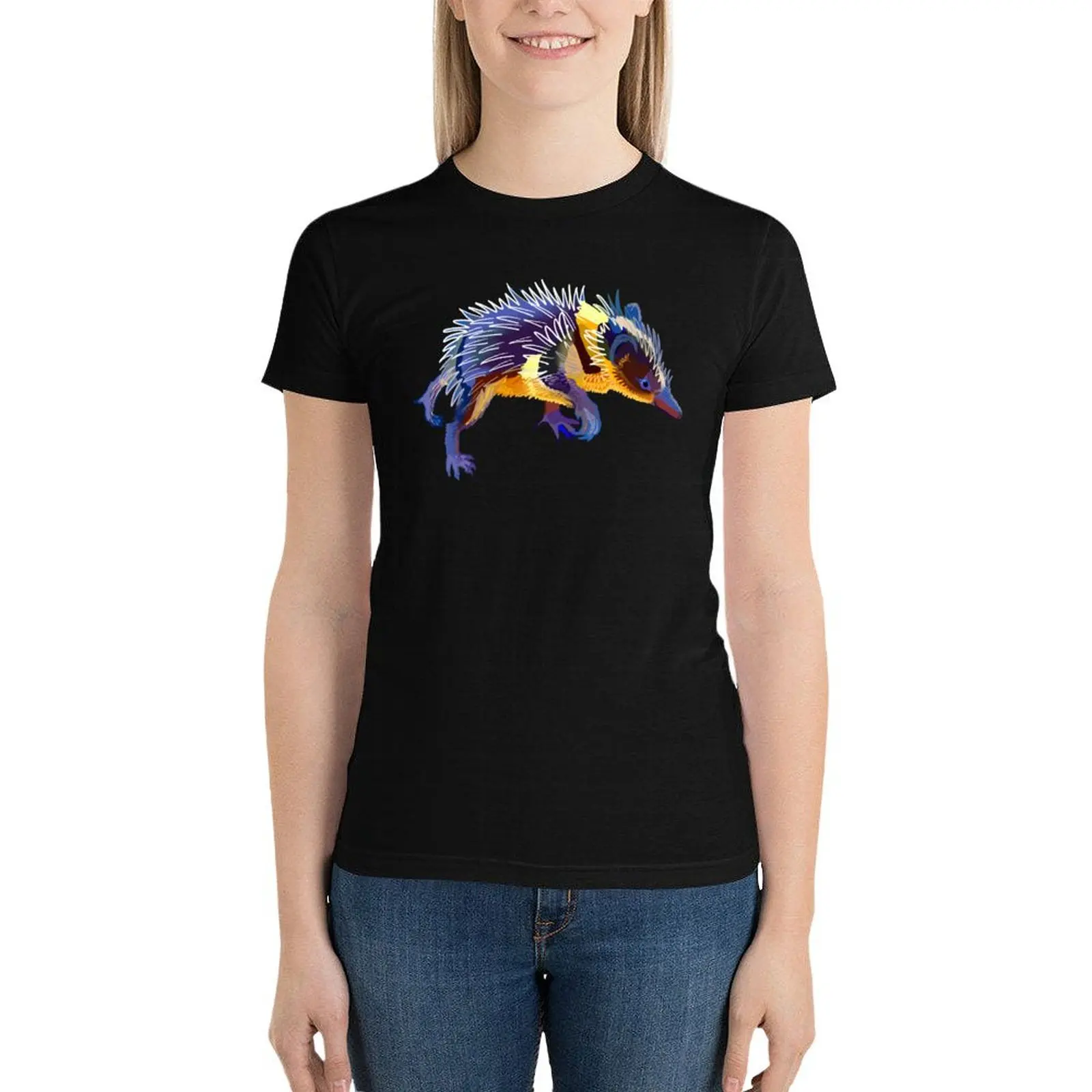 

Lowland streaked tenrec T-Shirt Short sleeve tee summer clothes graphics Women clothing