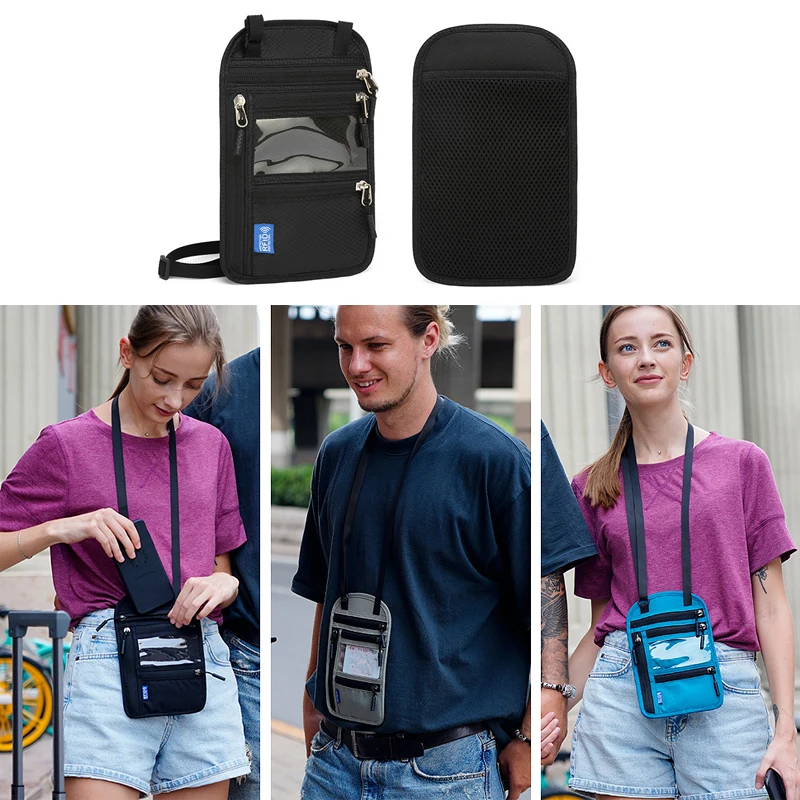 RFID Blocking Waterproof Neck Wallet - Lightweight Anti-Theft Travel Passport Holder & Hidden Document Pouch