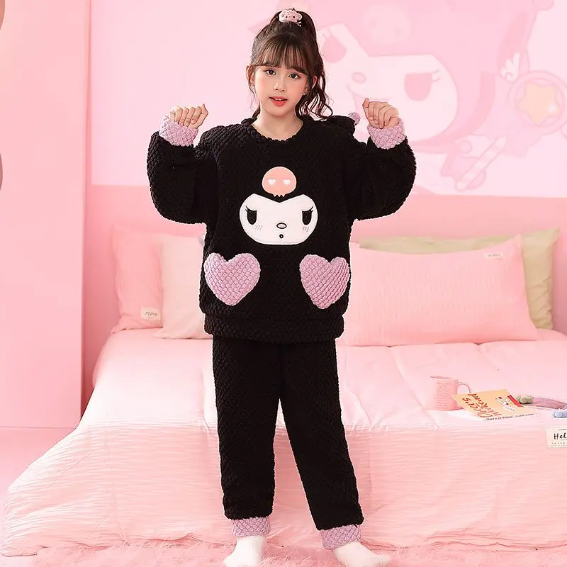 

Kawaii Sanrio Cinnamoroll Anime Kuromi Winter Warm Pajamas Cute Cartoon Pochacco Long Sleeve Trousers Lovely Toys for Girls