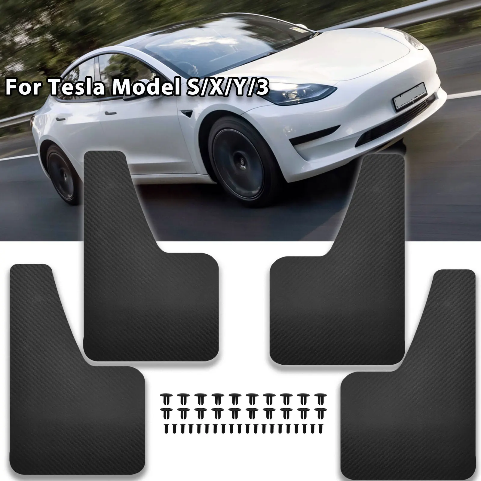 For Tesla Model X 2016-2021 Carbon Fiber Mud Flaps Fender Splash - Foto 2