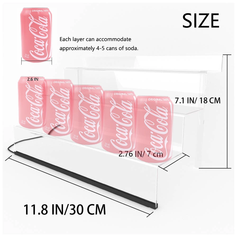 Acrylic Display Rack with LED Lights 3 Tier Nail Polish Perfume Rack and Display Ladder Rack Figures Stand Clear Cupcake Rise