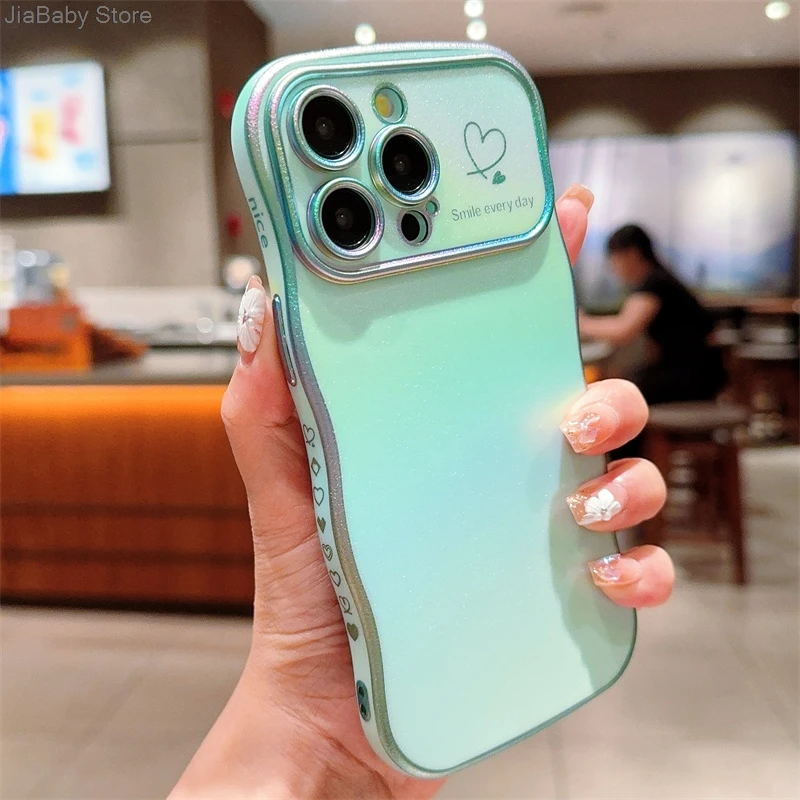 Coque de protection pour appareil photo en forme de cœur avec liquide pailleté de luxe pour iPhone 11 12 13 14 15 16 Plus Pro Max_voghion.com