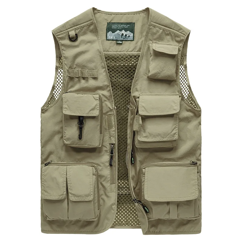 Mens Military Jackets, Fishing Suit Set Men's Fishing Vest Spring and Autumn Multi-pocket Large Size Thin Section