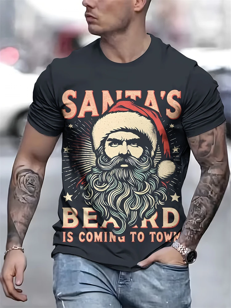 3D Printed T Shirts Men Vitality Santa Claus Christmas Party Casual Short Sleeve Tops Polyester Oversized