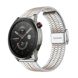 Premium 20-22mm Metal Stainless Steel Watch Strap Bracelet for 22mm (Silver Rose Gold)