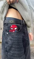 Y2K American Street Style Kawaii Spider Embroidery Loose Skate Jeans Hip-hop Fashion Gothic Retro Denim Pants 2