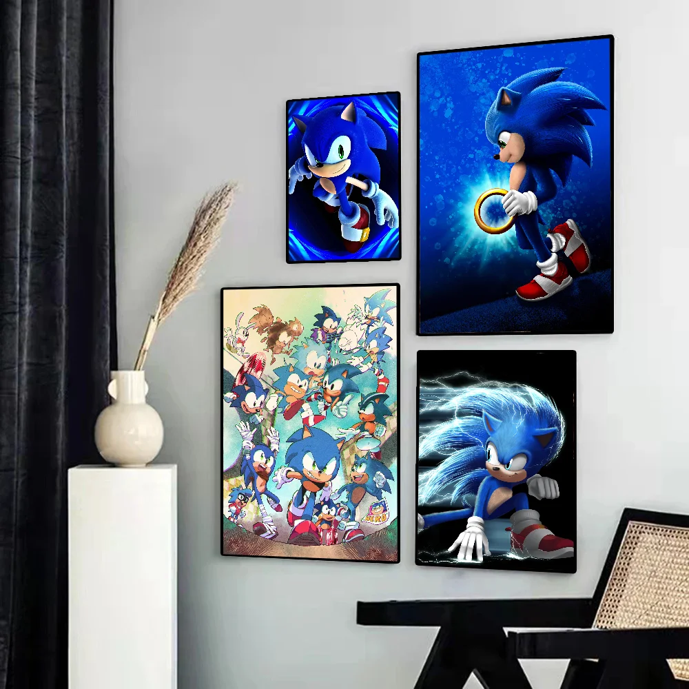 Description Picture 4 of itemClassic Anime Video Games Sonics Cartoon Poster Stickers Art Wall Murals Decor Game Room Decor Gifts HD Painting