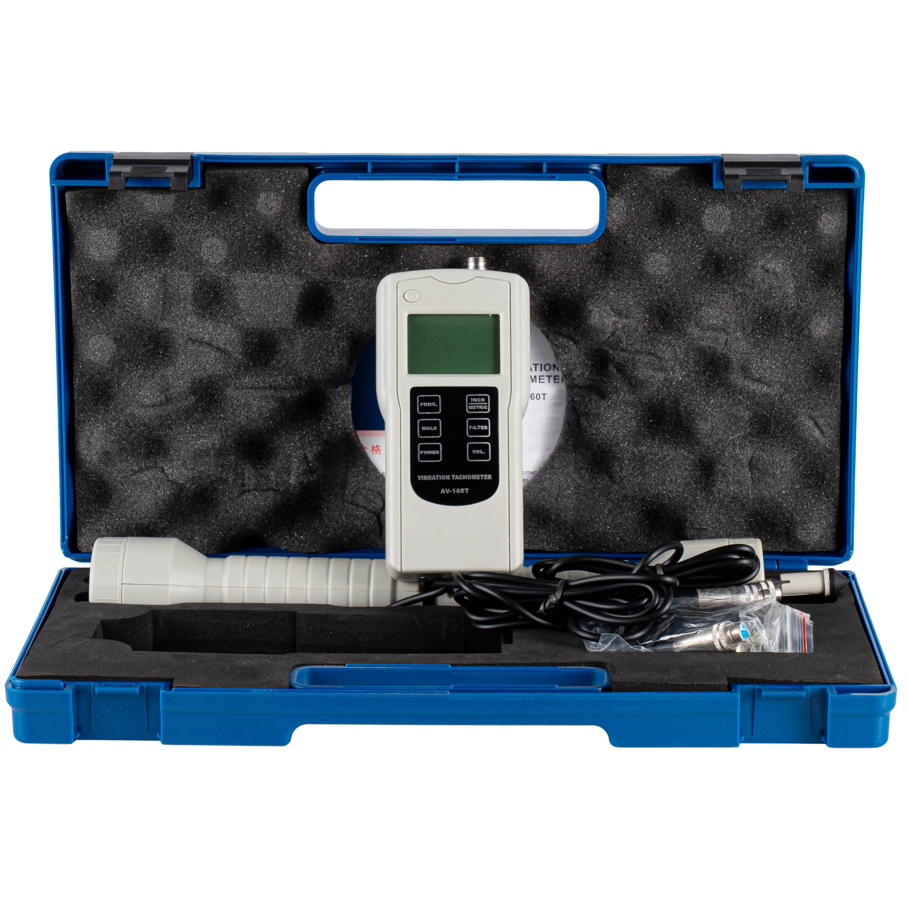 AV-160T Vibration Tachometer Digital VibrometerOpto-electronic type tachometer measuring RPM and frequency Hz0.1~400.0 m/s&sup2;
