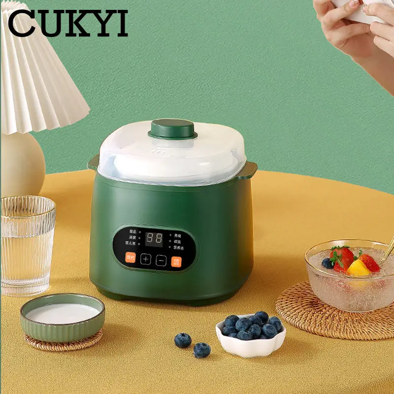 1L Automatic Stew Pot Spill proof Healthy Stew Cup Keep warm Multifunctional Food Steamer Ceramic Liner Soup Porridge Braised EU 3