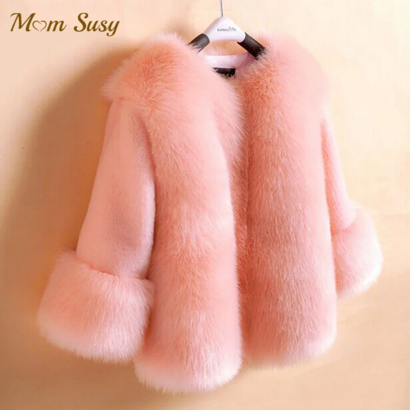 

Baby Girl Winter Jacket Faux Fur Thick Infant Toddler Teen Warm Xmas Fur Coat Baby Princess Outwear Snow Coat Girl Clothes 1-14Y