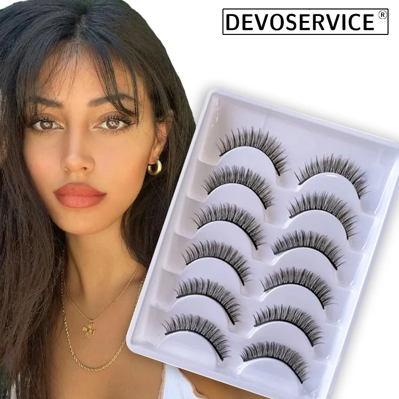 

DEVOSERVICE New 6 Pairs Fluffy Lashes DD Curl Russian Strips False Eyelashes Faux 3D Mink Thick Nature Lash Extension Makeup