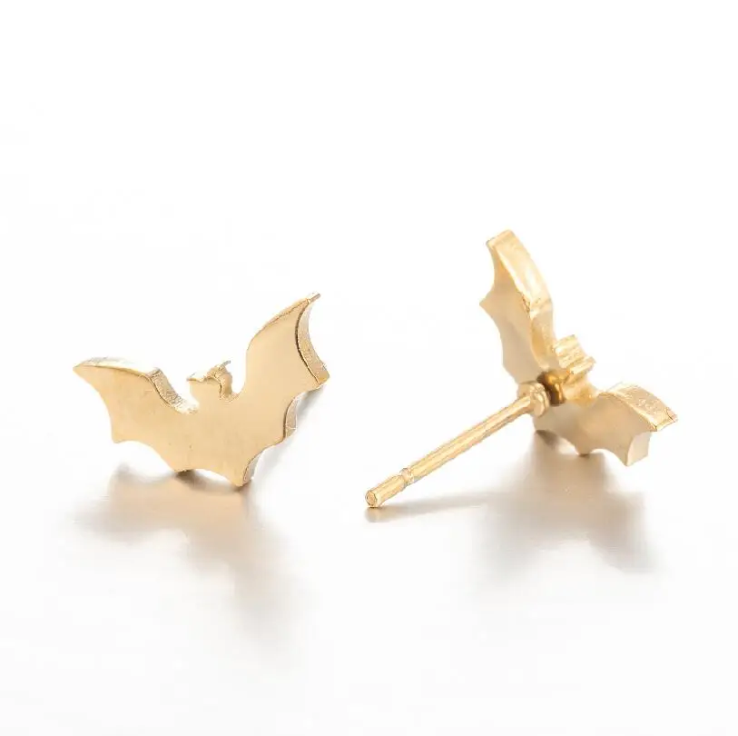 Halloween schwarzer Vampir Schädel Ohr stecker kleine Schneeflocke Edelstahl Ohr Piercing Frauen schmuck Weihnachts geschenke – Detail 4