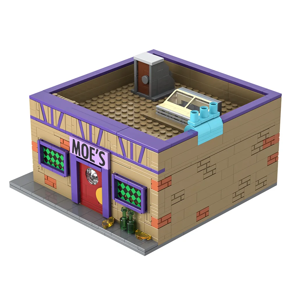 MOC The Simpsons Moe's Tavern Building Blocks, Modular Bricks Set