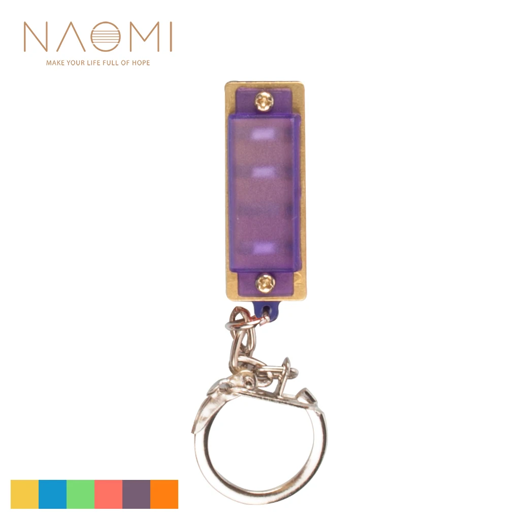 

NAOMI 4 Hole 8 Tone Mini Harmonica Keychain Key Rings Toy Gift Purple Color Musical Instrument