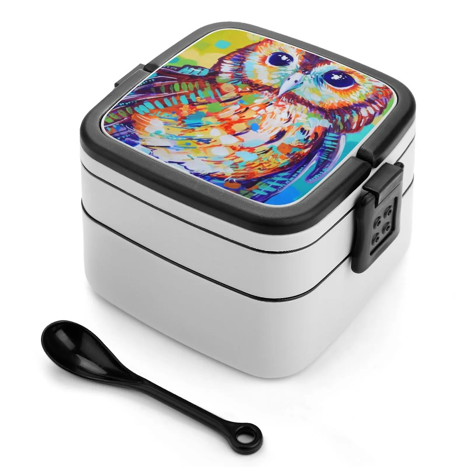 Tawny Owl Bento Box Leakproof Food Container For Kids Tawny Owl Bird Colorful Traditional Santruart Sandra Trubin Personalized