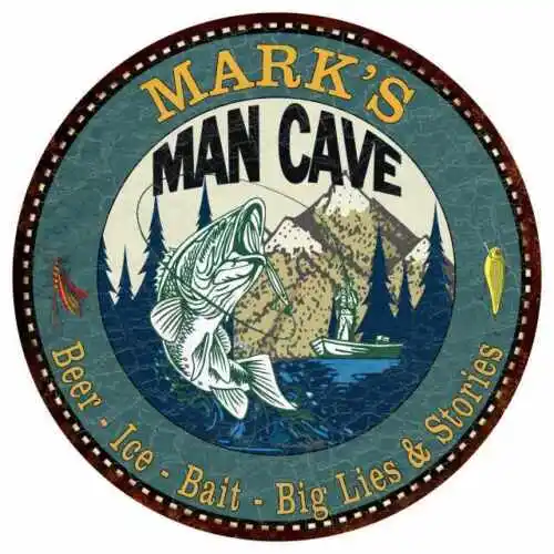 

MARK'S Man пещера для рыбалки, круглая металлическая фотопанель, Декор стен 100140004090