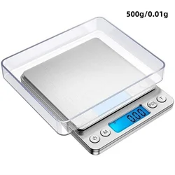 Compact Digital Kitchen and Jewelry Scale with Backlit LCD and Tare Function (500g 0.01g Battery)