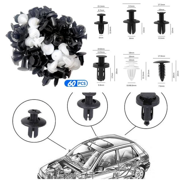 60pcs car Fastener Clip Mixed bolt screw for Honda Civic 9 CR-V Element HR-V Jazz MDX Pilot 2 WR-V Accord 8 9 1