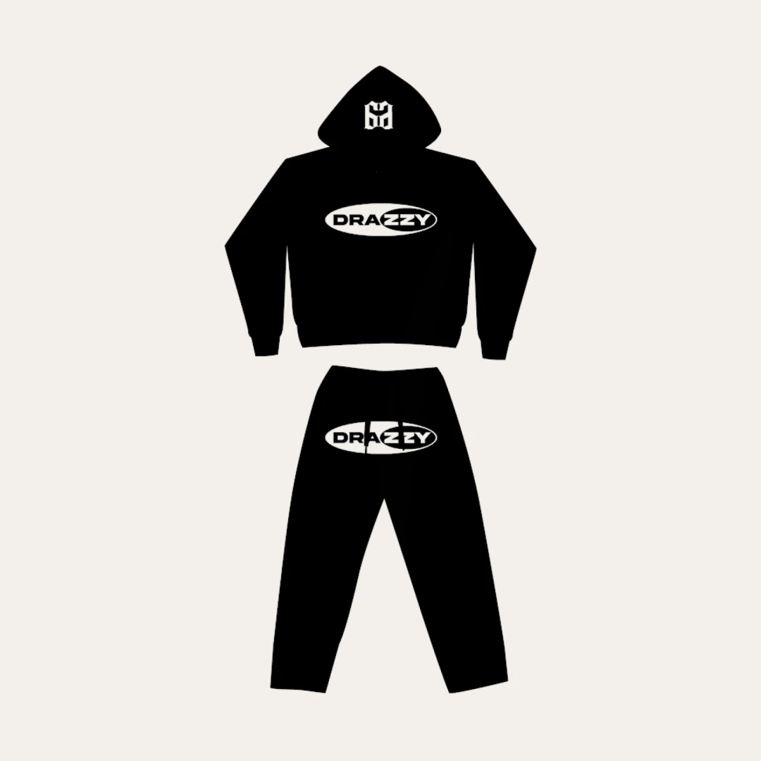 66drazzy Chandal Gorro Drazzy Hooded Pants Drazzy Set Men's Street Fashion Set Y2K Pure Cotton Clothing