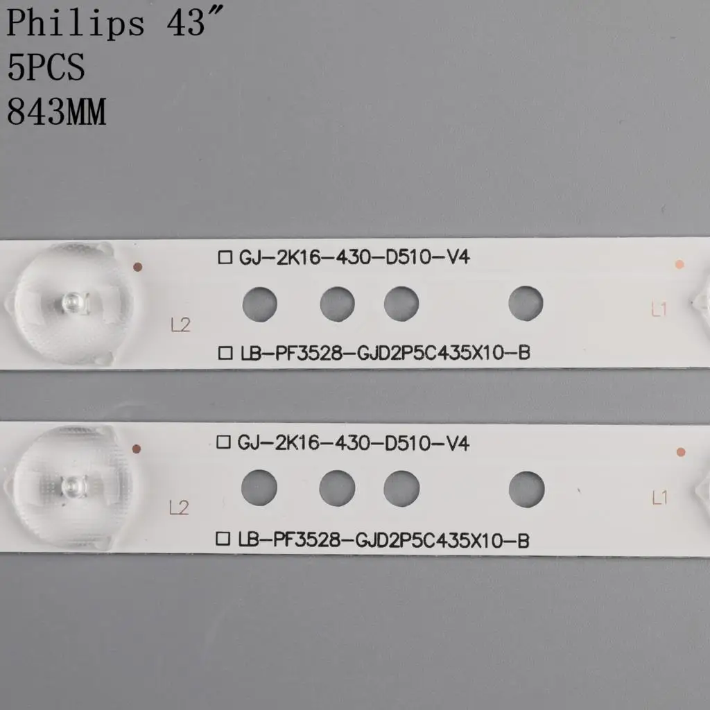 5pcs LED backlight strip for L42F220B L42P60BD 43LH500T 43PFT4131 43PFS5301 GJ-2K15-2K16-430-D510-V4 LB43013 V0 43PFF5650